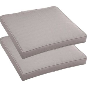 Set van 2x stuks stoelkussens voor binnen/buiten taupe 40 x 40 x 4 cm - Water en UV bestendig