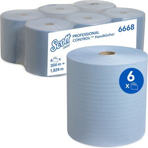 6668 Scott Airflex handdoekrol 1-laags 20cm x 304meter blauw pak 6rol