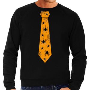 Bellatio Decorations Halloween thema verkleed sweater / trui spinnen stropdas - heren XL