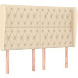 vidaXL - Hoofdbord - met - randen - 163x23x118/128 - cm - stof - crèmekleurig