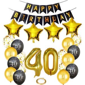 Joya Beauty® 40 jaar verjaardag feest pakket | Versiering Ballonnen voor feest 40 jaar | Veertig Versiering | Ballonnen slingers opblaasbare cijfers 40