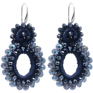 Oorbellen met Glaskralen - Oorhangers - 5 cm - Blauw