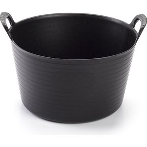 4x stuks flexibele emmer/wasmand zwart 15 liter - Opbergmanden - 35 x 24 x 24 cm- Flexibele emmers