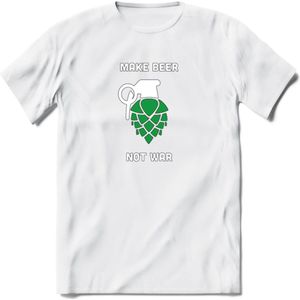 make beer not war Bier T-Shirt | Unisex Kleding | Dames - Heren Feest shirt | Drank | Grappig Verjaardag Cadeau tekst | - Wit - XXL