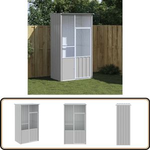 vidaXL Vogelkooi 115x78x200 cm staal grijs Vogelkooi - Voliere - Vogelhuisje - Gevogelte - Vogelnest