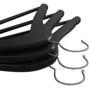 Anti-slip Houten kleerhangers met ronde broek bar & schouder groeven - 360 graden draaibare haak, duurzaam en slank Hangers voor jas, pak, broek, jas (Zwart, set van 20)