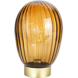 LED Tafellamp Amber Bruin – Goud – Werkt op batterijen (incl. lamp) – Ø14 X 23,5 CM