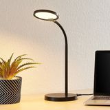 Lindby - LED bureaulamp- met touchdimmer - 1licht - kunststof, ijzer, siliconen - H: 35 cm - zwart - Inclusief lichtbron