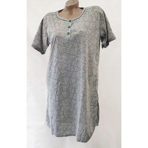 Dames nachthemd korte mouw met print M 38-40 grijs/groen