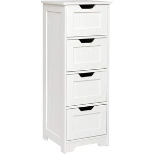 FURNIBELLA - badkamermeubel, badkamermeubel, smalle ladekast gemaakt van hout, wit, 30 x 30 x 82 cm, voor badkamer, woonkamer, hal, slaapkamer