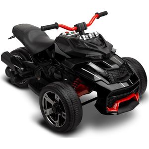 Elektrische kinderauto driewieler trike zwart, met bluetooth en Rubberen banden