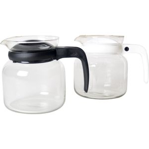2x stuks glazen theepotten met witte kunststof deksel 1 liter - Thee pot
