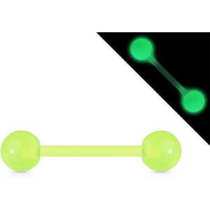 Piercing flexibele staaf glow in the dark groen