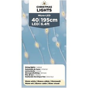 Lumineo Draadverlichting - 40 LEDs - warm wit - 195 cm - kerstverlichting batterijen