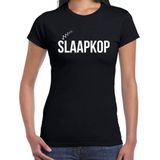 Slaapkop  fun tekst slaapshirt / pyjama shirt - zwart - dames - Grappig slaapshirt / slaap kleding t-shirt XXL