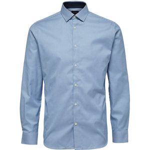 Selected Homme Heren Overhemd Oxford Lichtblauw Fijn Geruit Slim Fit - XS