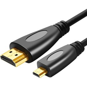 HDMI kabel 1.5 meter - HDMI Male naar Micro HDMI kabel geschikt voor GoPro, camera's etc - HDMI 1.4 versie - High Speed 1080P - Black edition