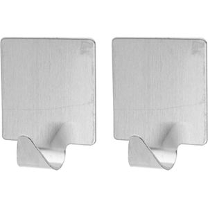 Excellent houseware - 6x -Zelfklevende rvs haakjes - 5 x 5,5 cm