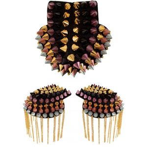 Epaulettenkapje met spikes multicolor 1 paar