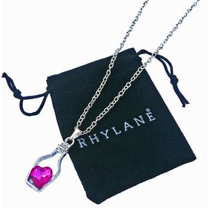 Ketting 46 cm + 6 cm verstelbaar met fles hangertje en glazen hartje - Rhylane