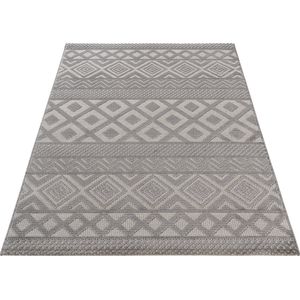 SEHRAZAT Vloerkleed- Oosters tapijt Luxury Reliëfstructuur, woonkamer, geodriehoek patroon, grijs 160x230 cm
