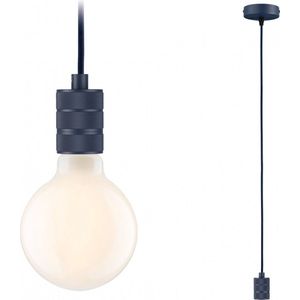 Hanglamp retro Tilla - E27 - metaal - textielkabel - nachtblauw
