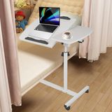 Bijzettafel met wieltjes - in hoogte verstelbaar - bedtafel voor verzorging - laptoptafel - C-vorm - afmetingen tafelblad 40 x 60 cm - slaapkamer - kantoor