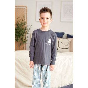 Doctor Nap Katoenen Matching Familie Gezin Pyama Jongens & Meisjes Unisex Lange Mouw Lange Broek Kerst Winter Focus Graphite PDU.5264 134/140