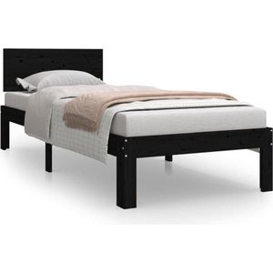 vidaXL - Bedframe - massief - hout - zwart - 75x190 - cm