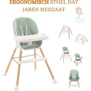 Tissy - Kinder eetstoel - Meegroei stoel - Innovatieve stoel - Kinderkruk - Eetstoel - Stoel - Clikk kinderstoel - Kinderstoelen - Moderne Design Kinderstoel - Mint Groen