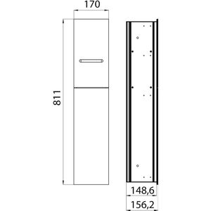 Inbouwkastmodule voor toiletborstelset - badkamerkast met toiletpapierhouder - ASIS 2.0 - extra vak - hoge kast - push-to-open-functie - optiwhite badkamerkasten hoog