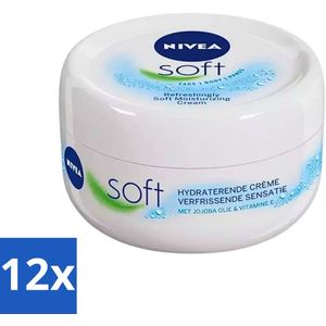 Nivea - Soft Intensive Moisturizing Cream - Face, Body and Hands - 200 ml - Voordeelverpakking - 12 stuks