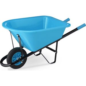 Kinderkruiwagen metaal met kunststof bak tot 10 kg voor kinderen - Tuinkruiwagen buitenspeelgoed blauw/zwart Kruiwagen