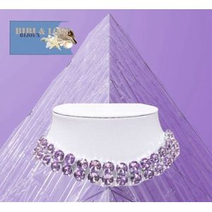 BIBI & LOVE Bijoux - Big Bling Choker Ketting - Verstelbaar 34-44cm – Licht Paars Rivoli Crystals – Dames Meisjes – Casual - Feest Bruiloft Gala Themafeest