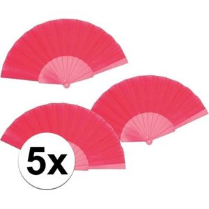 5 stuks Spaanse Handwaaiers fuchsia 23 cm