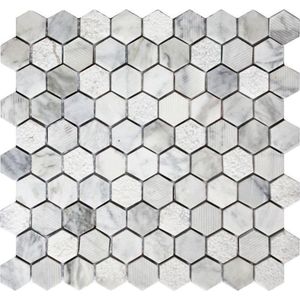 Sub 1729 keramische tegelmat 30x30 cm blok 3x3 cm, prijs per tegel, 1 stuk carrara, wit