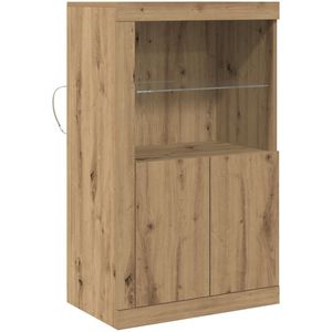 vidaXL - Dressoir - met - LED-verlichting - Artisan - Eiken - 60,5x37x100 - cm