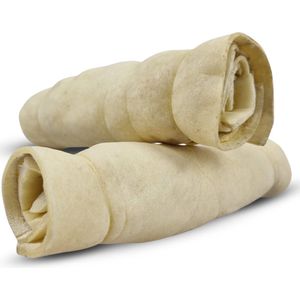 Topmast Kauwrol Buffelhuid Wit - 15 cm - 110 Gram - Natuurlijke Rawhide Rolls - Lekkere Kauwsnack