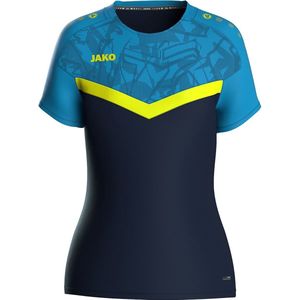 Jako Iconic T-Shirt Dames - Marine / Jako Blauw / Fluogeel | Maat: 44
