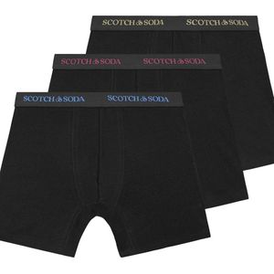 Scotch & Soda 3PK MENS SOLID COTTON STRETCH BOXER BRIEF UNDERWEAR Heren Onderbroek - Black/Bright - Maat M