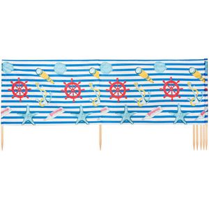 Garronda 10m Strand Windscherm Met Stokken - Windscherm Strand – Windscherm – Camping – Strepen/Navy artikelen-18 - LA-EX-Wb-10m