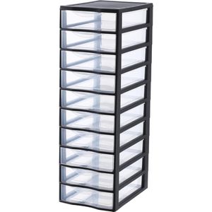 Kunststof ladekast 10 transparante laden - A4 papierformaat - Hoogte 815 cm - Stapelbaar - Ideaal voor kantooropslag - Cursussen - Documenten - Benodigdheden