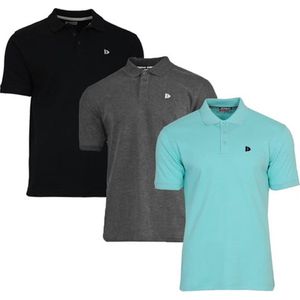 3-Pack Donnay Polo (549009) - Sportpolo - Heren - Black/Charcoal-marl/Aruba blue (564) - maat S