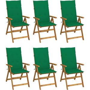 The Living Store Tuinstoel Vintage - Massief acaciahout - 57x69x111 cm - Groen kussen