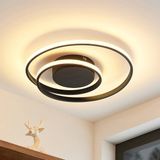 Lindby - LED plafondlamp- met dimmer - 1licht - ijzer, aluminium, polycarbonaat - H: 7 cm - mat - Inclusief lichtbron