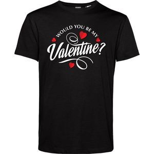 T-shirt Would You Be My Valentine? | Valentijn cadeautje voor hem | Valentijn | Valentijnsdag voor mannen | Zwart | maat XS