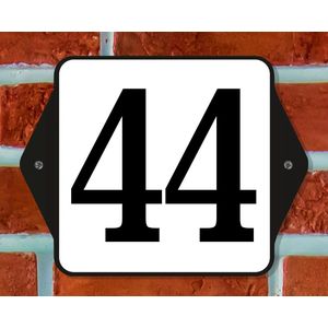 Huisnummerbord Klassiek - Nummer 44 - 14 x 11 cm - incl. bevestiging | - naambord - nummerbord - voordeur