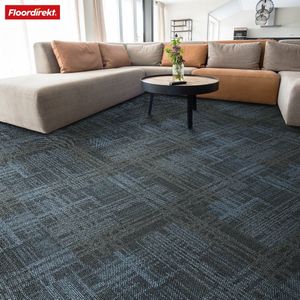 FLOORDIREKT Tapijttegels Luzern - 1 Stuk - 50 x 50 cm - Comfortabel & Geluidsabsorberend - Geschikt voor Vloerverwarming - Blauw