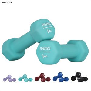 Athleticx Dumbells Set – 2 x 1 kg – Turquoise – Neopreen - Gewichten – Dumbbells – Hexagon Dumbells - Gewichten Set – Fitness Gewichten – Krachttraining – Dumbell 5 kg – Dumbbell Set