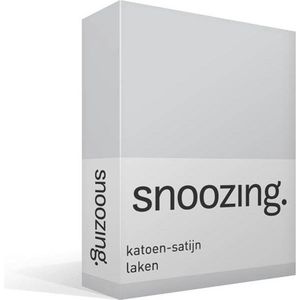 Snoozing - Katoen-satijn - Laken - Lits-jumeaux - 240x260 cm - Grijs